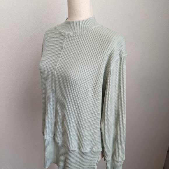 Anthropologie T.La Relaxed Mock Neck Waffle Top - Picture 4 of 8